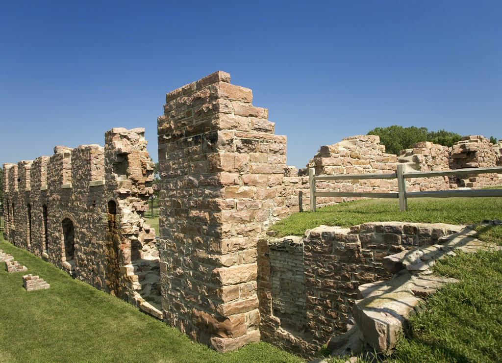 Ruins of Old Grist Mill in Falls Park on Big Sioux River, Sioux Falls, South Dakota