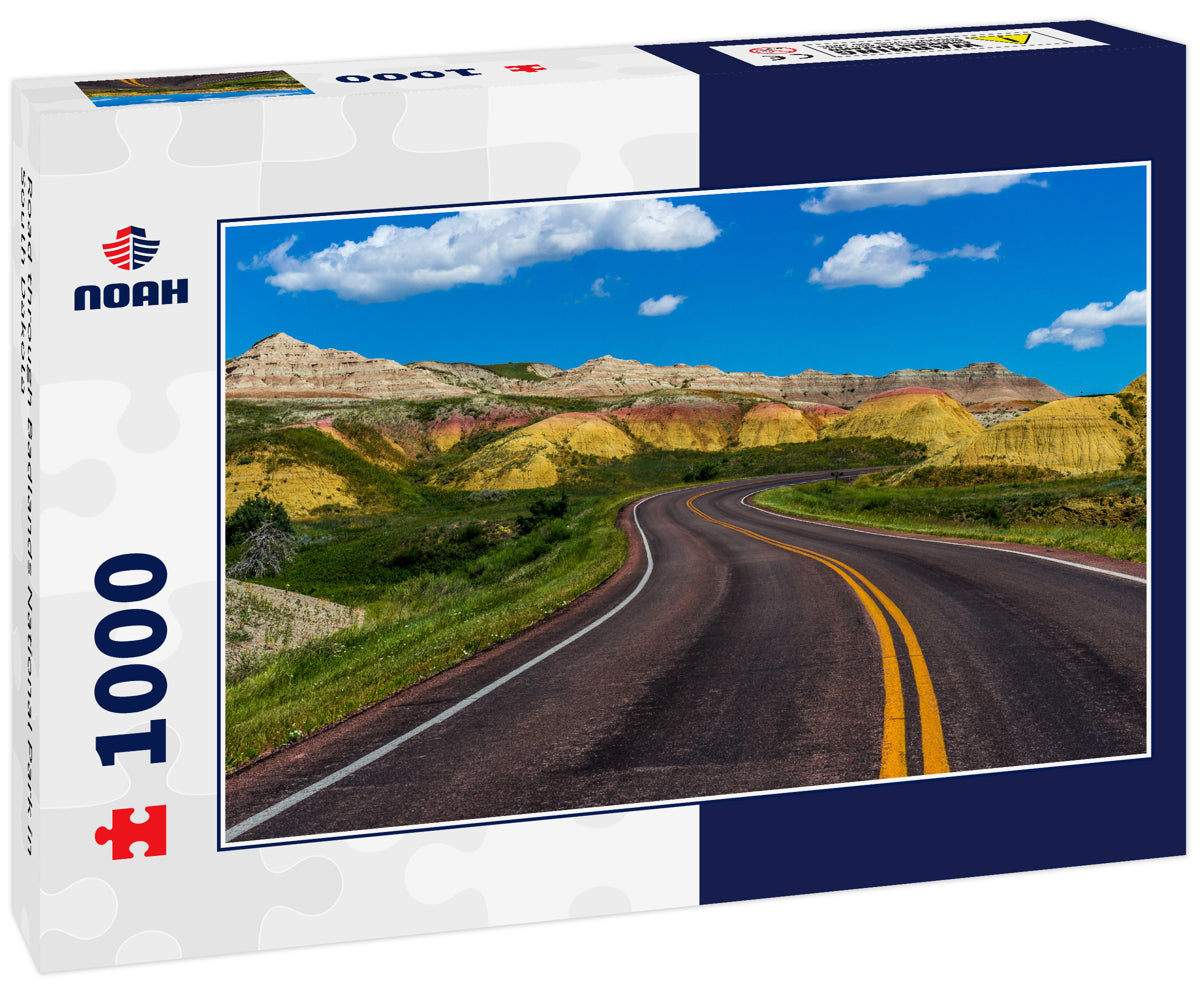 Road through Badlands National Park in South Dakota