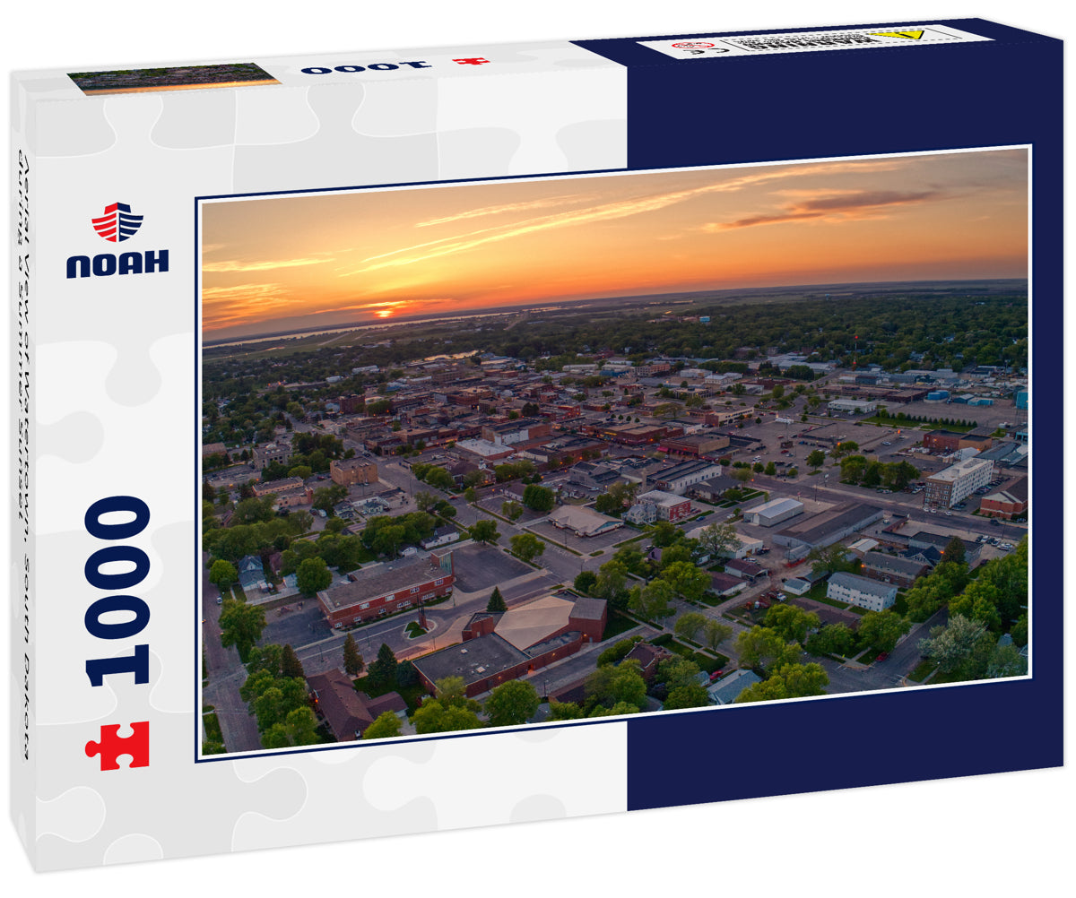 Aerial View of Watertown, South Dakota during a Summer Sunset