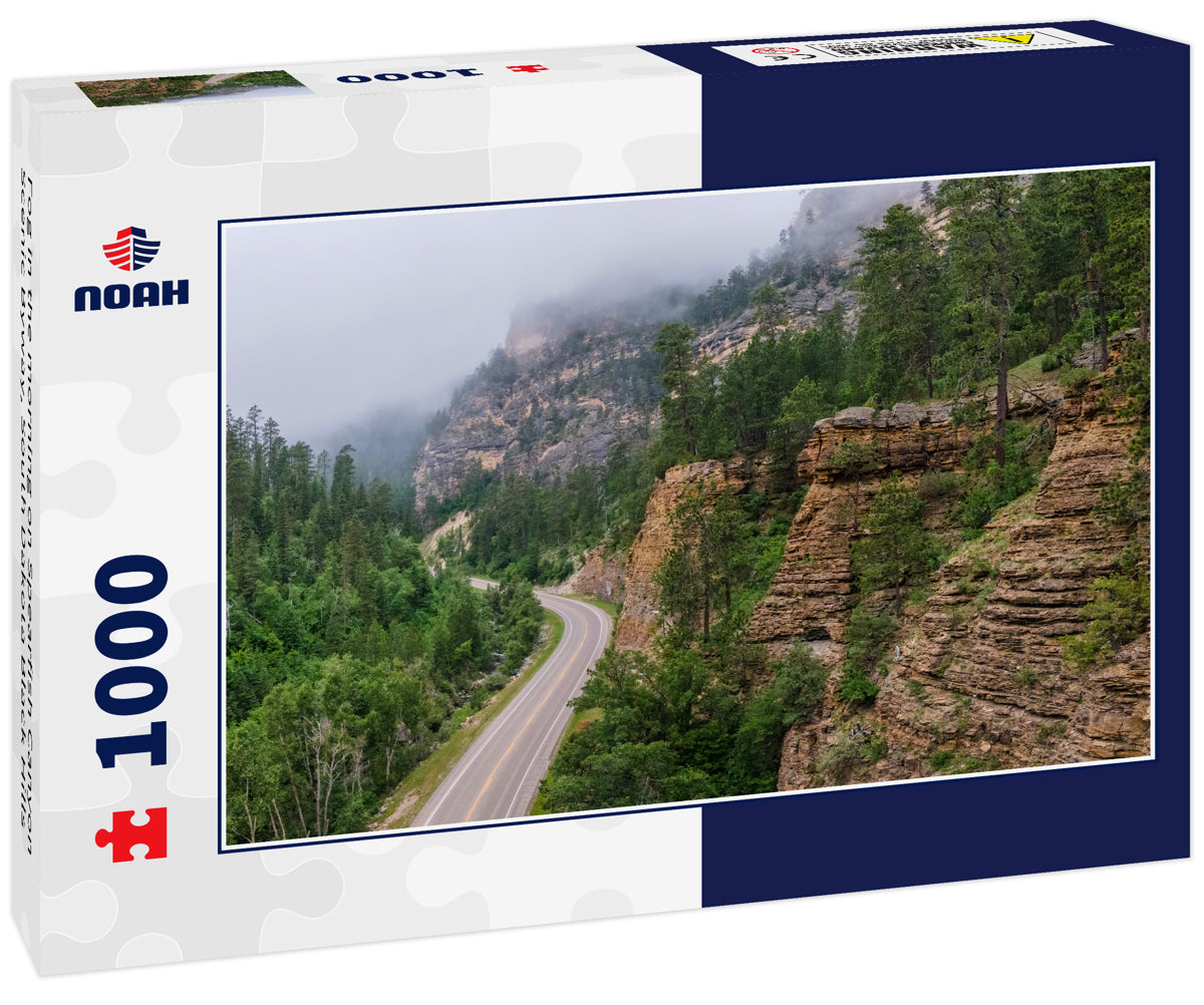 Fog in the morning on Spearfish Canyon Scenic Byway, South Dakota Black Hills