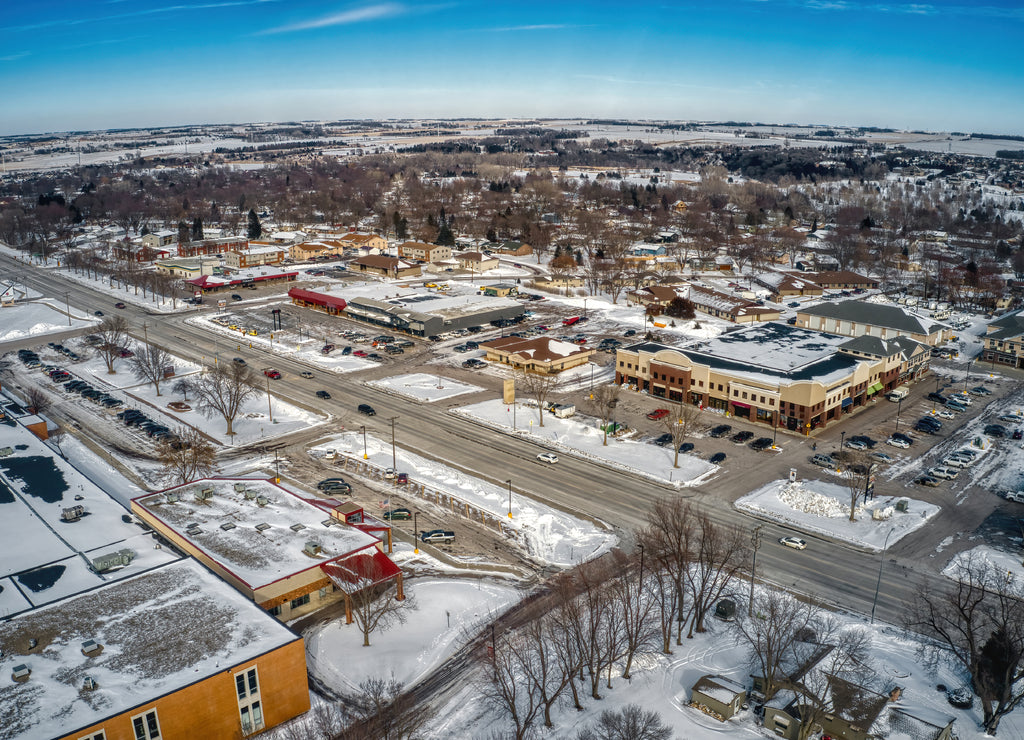 Aerial View of Brandon, South Dakota in Winter