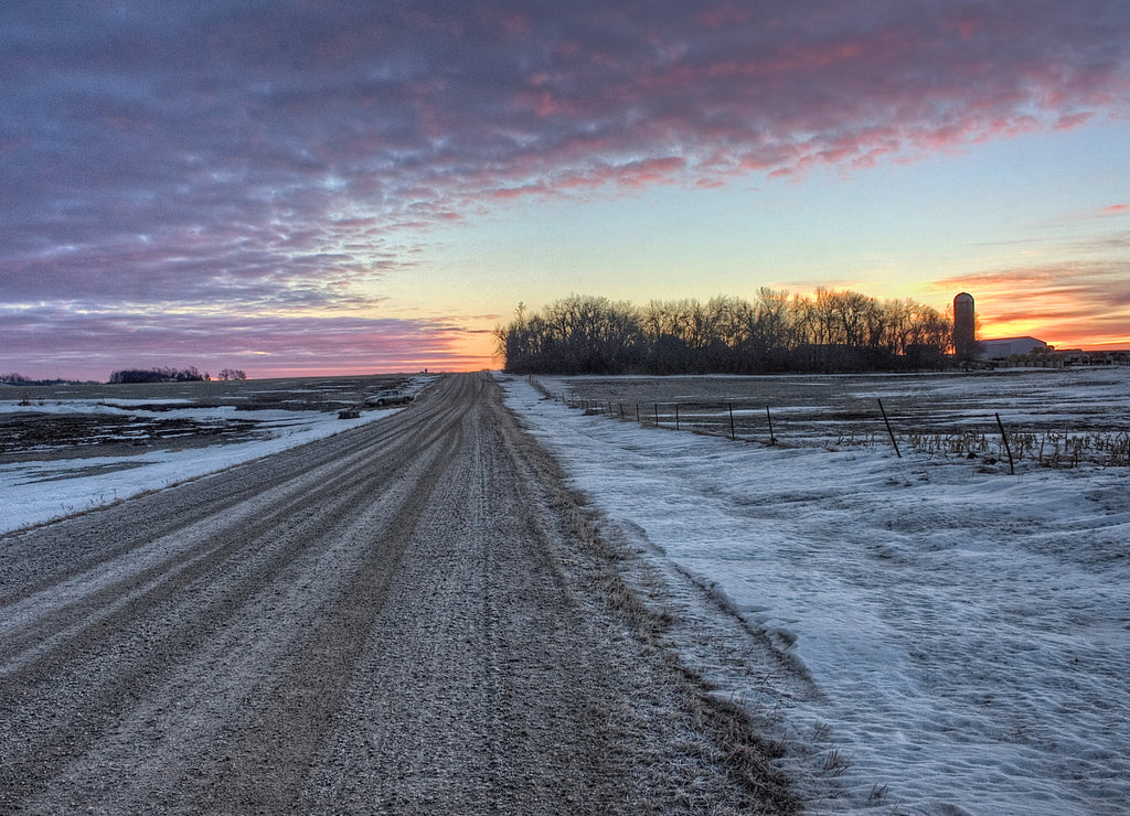 A sunrise early on a Cold Winter Morning in Rural South Dakota near Valley Springs