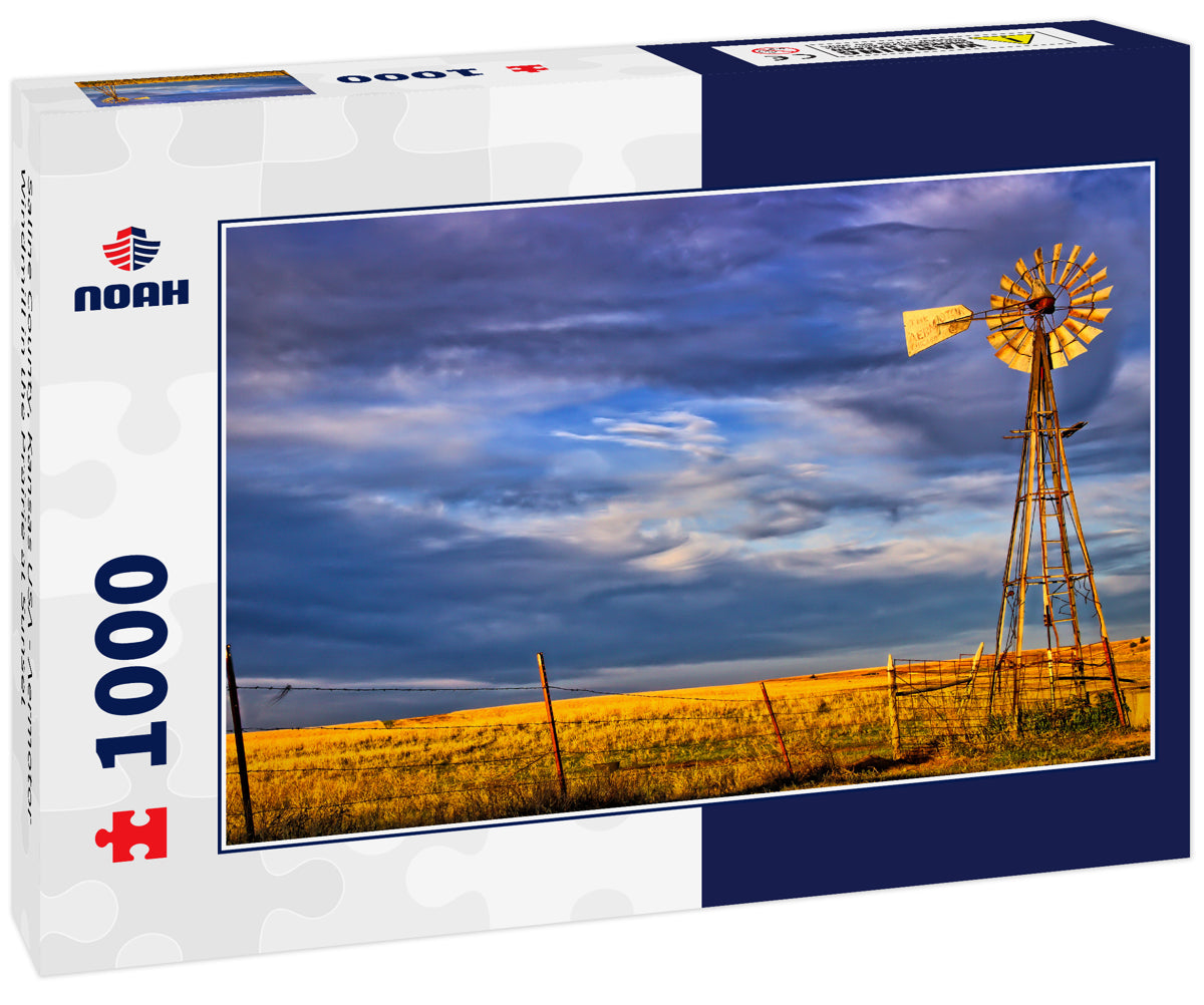 Saline County, Kansas USA - Aermotor Windmill in the Prairie at Sunset