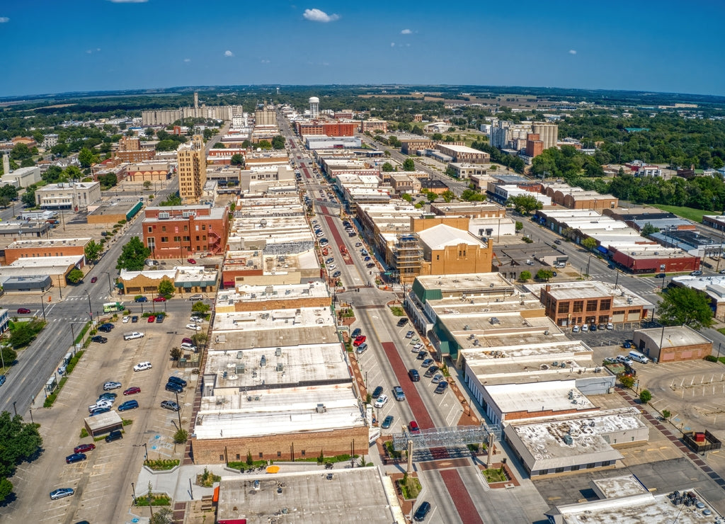 Aerial View of Salina, Kansas in late Summer