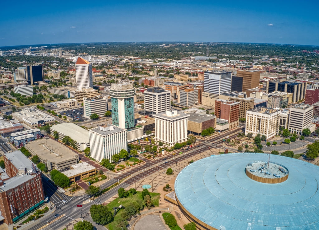 Aerial View of the Population Center of Wichita, Kansas