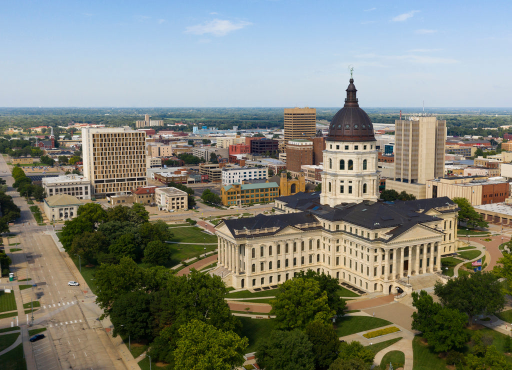 Few are around on Sunday at the Kansas state capital building in Topeka Kansas