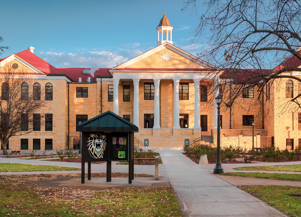 The Iconic Picken Hall on the Campus of Fort Hays State University FHSU in Hays, Kansas USA