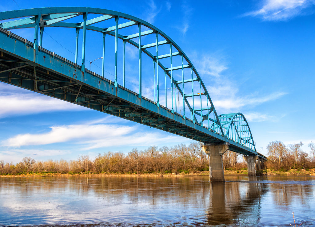 Dramatic Leavenworth Bridge over the Missouri River in Kansas