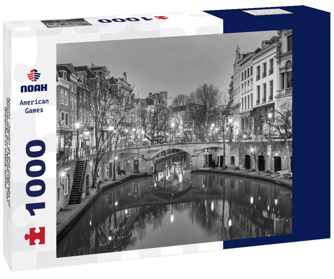 Noah Jigsaw Puzzle Nachi, Japan at the pagoda of Seigantoji and Nachi no Taki waterfall in black white 1000 pieces