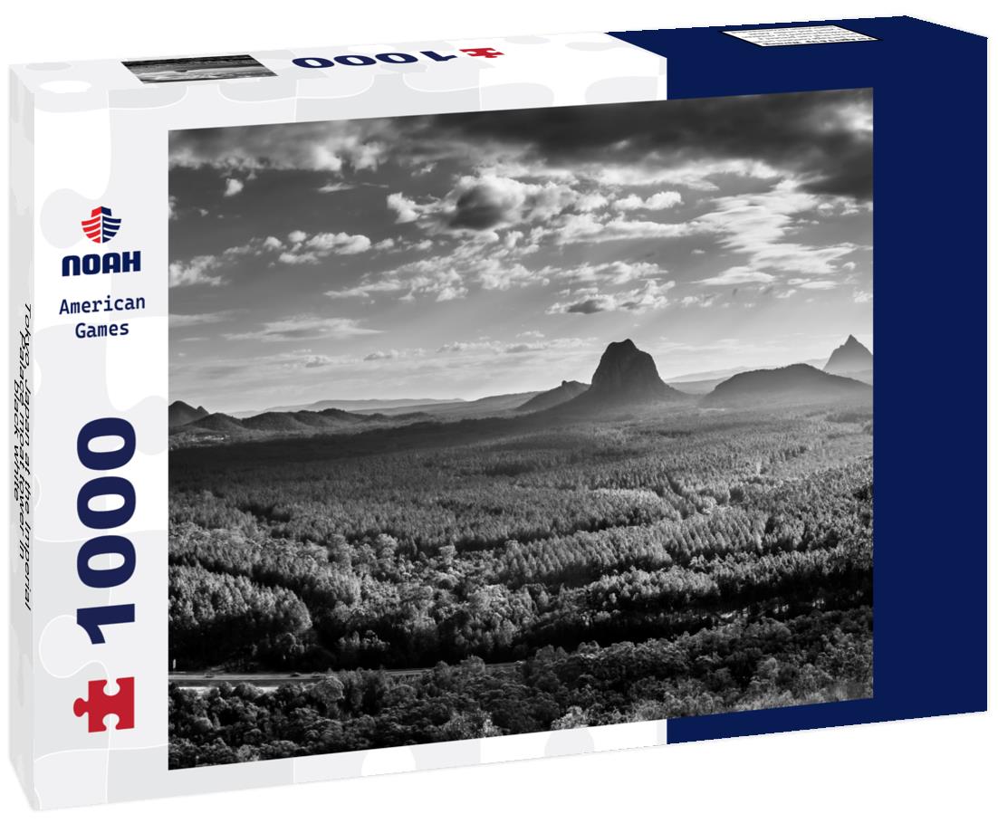 Noah Jigsaw Puzzle Tokyo, Japan at the Imperial Palace moat tower in black white 1000 pieces