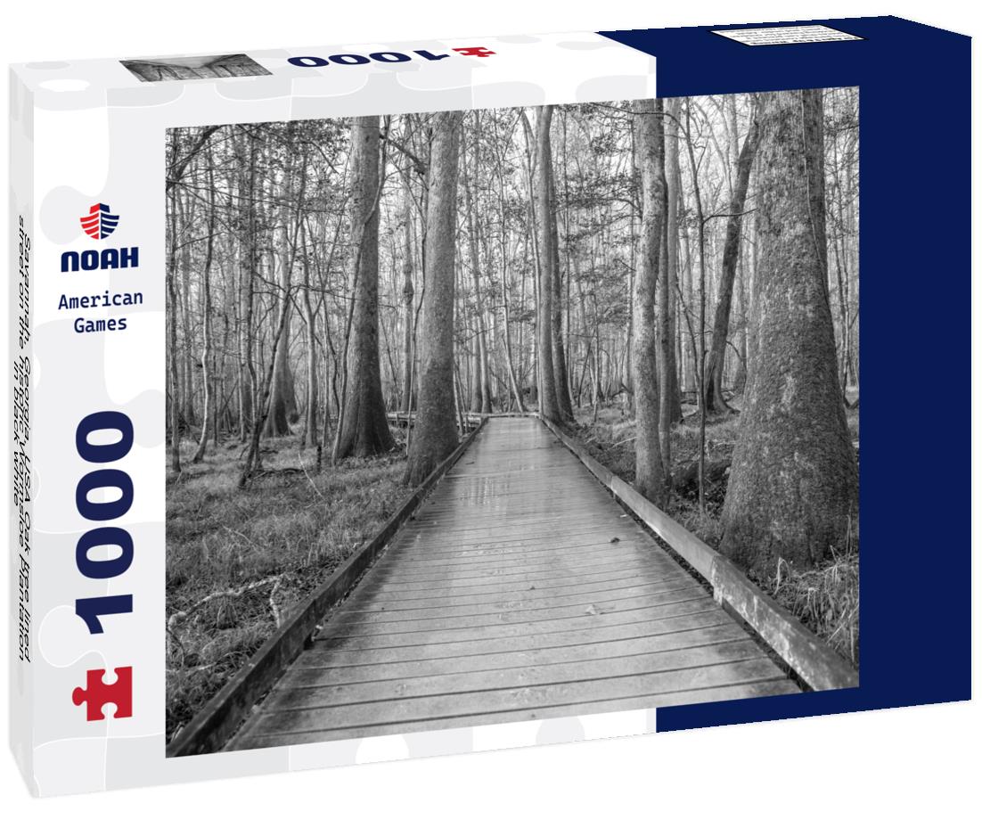 Noah Jigsaw Puzzle Savannah, Georgia, USA Oak tree lined street on the historic Wormsloe Plantation in black white 1000 pieces