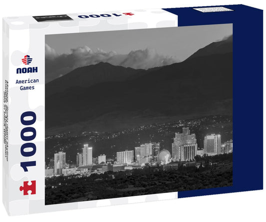 Noah Jigsaw Puzzle Malaga, Spain dawn skyline towards the Mediterranean Sea in black white 1000 pieces