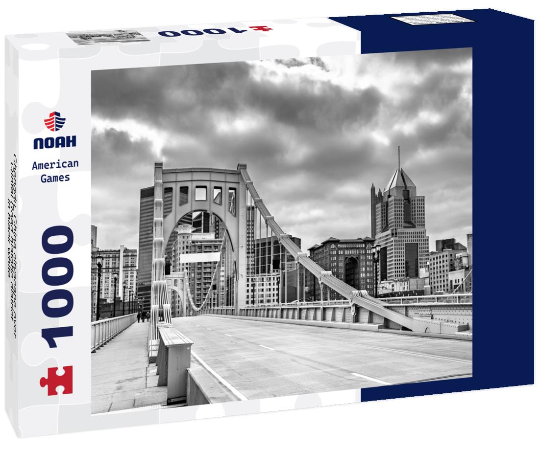 Noah Jigsaw Puzzle Chengdu, China cityscape over QIntai Road historic district in black white 1000 pieces