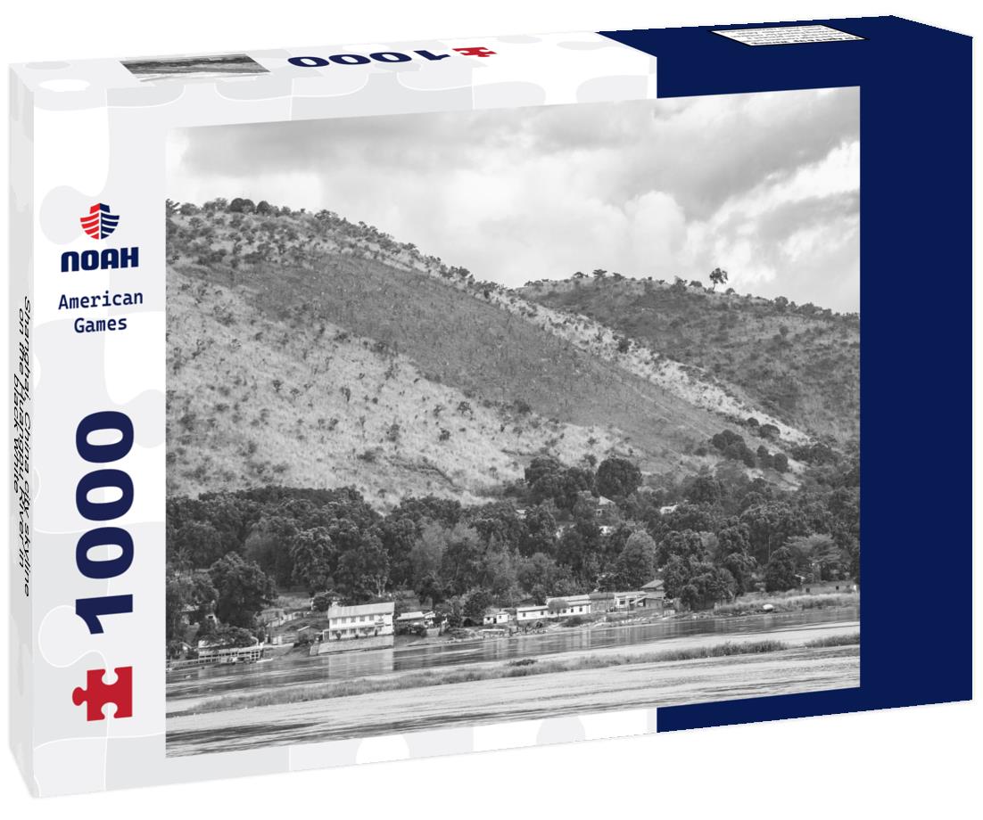 Noah Jigsaw Puzzle Shanghai, China city skyline on the Huangpu River in black white 1000 pieces