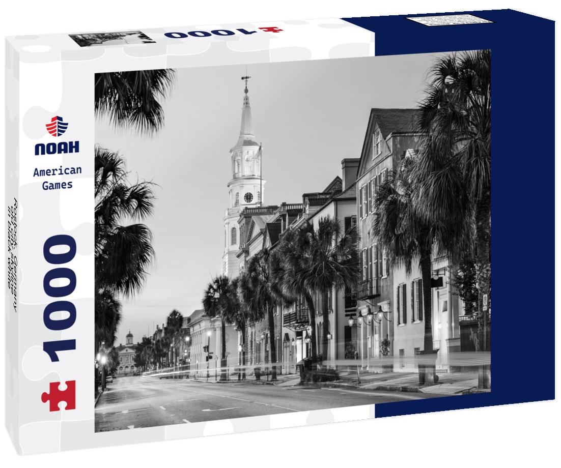 Noah Jigsaw Puzzle Rostock, Germany old city skyline in black white 1000 pieces