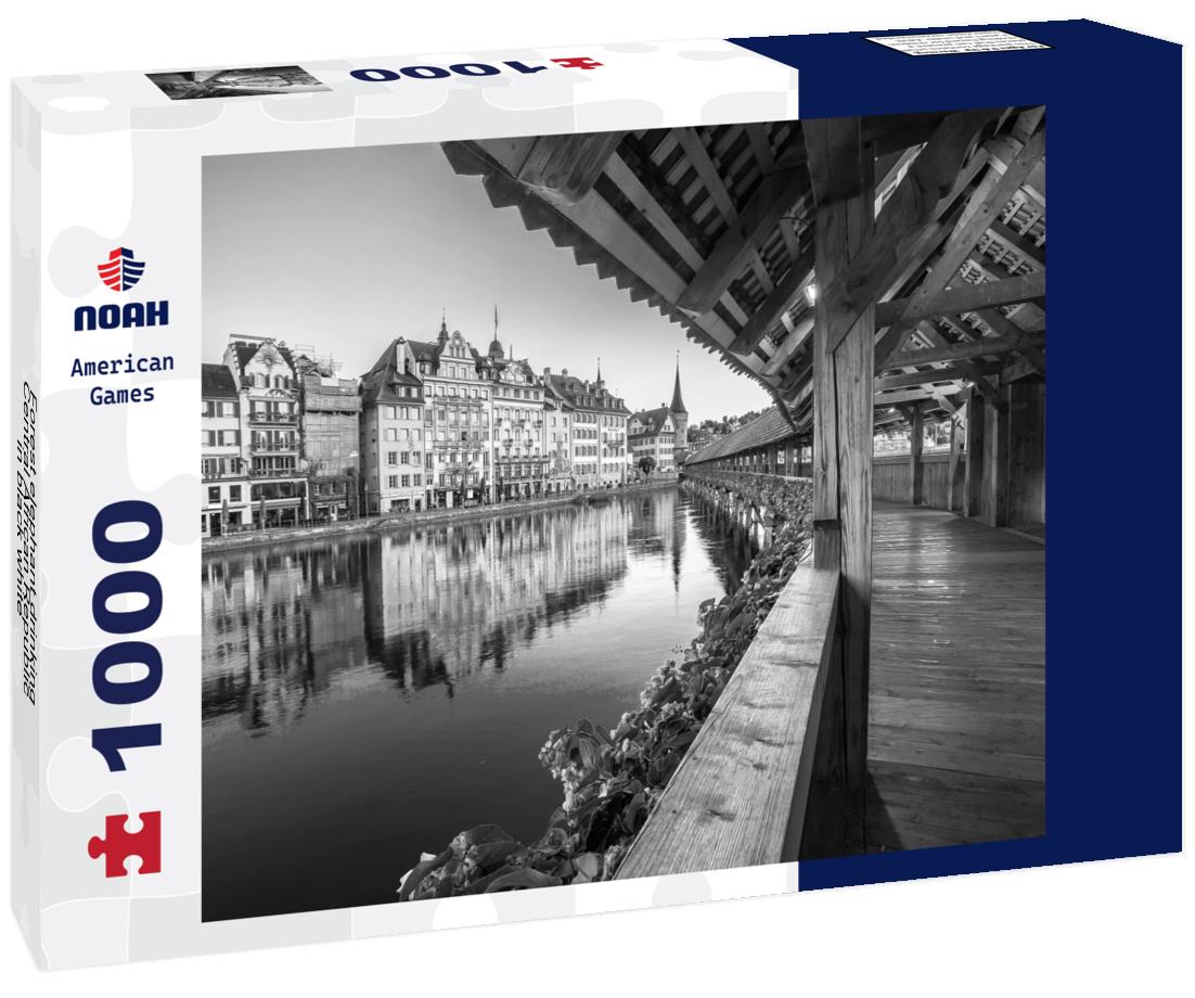 Noah Jigsaw Puzzle Forest elephant drinking, Central African Republic in black white 1000 pieces