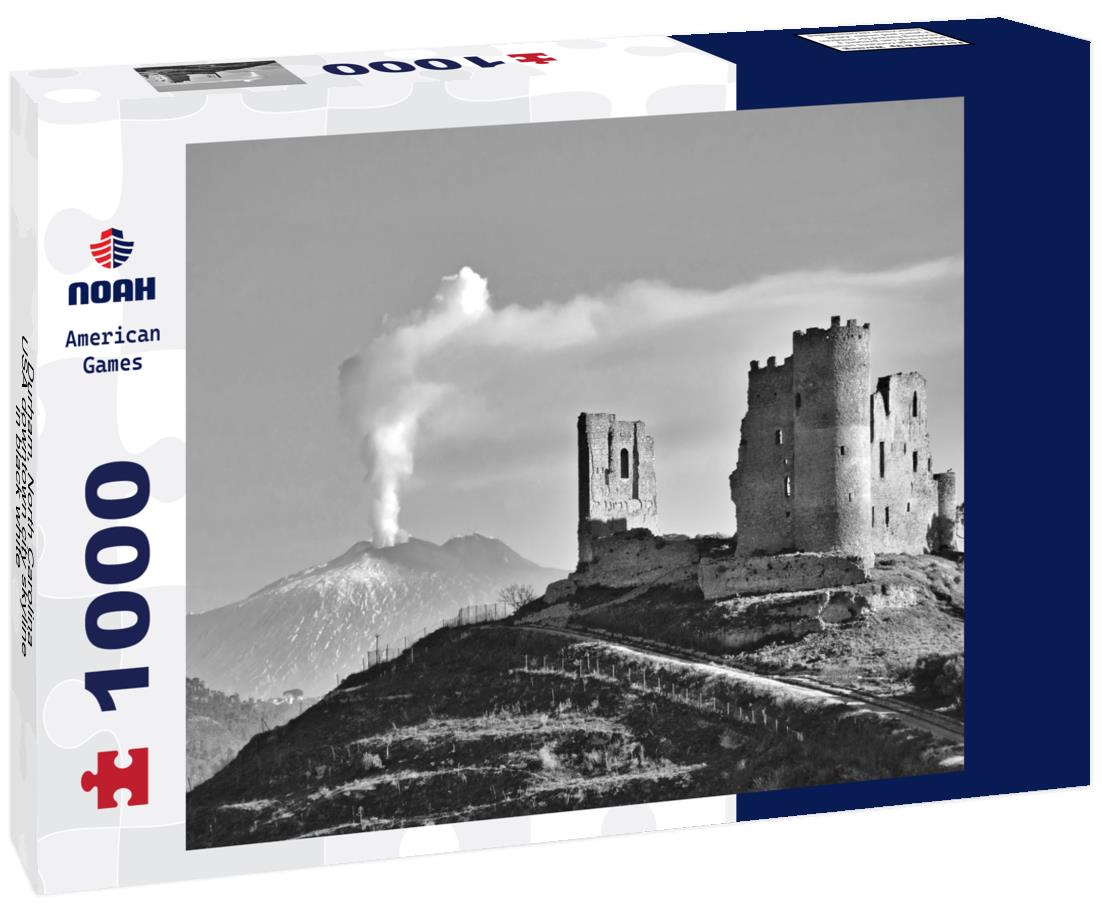 Noah Jigsaw Puzzle Durham, North Carolina, USA downtown city skyline in black white 1000 pieces