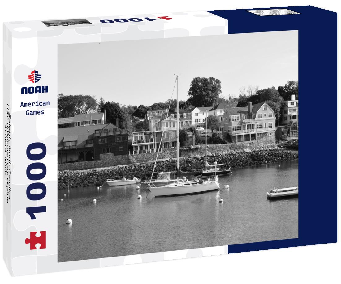 Noah Jigsaw Puzzle Raleigh, North Carolina, USA downtown city skyline in black white 1000 pieces