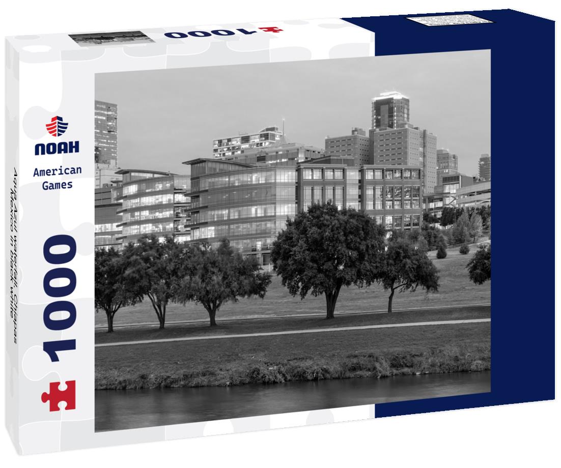 Noah Jigsaw Puzzle Aqua Azul waterfall, Chiapas, Mexico in black white 1000 pieces