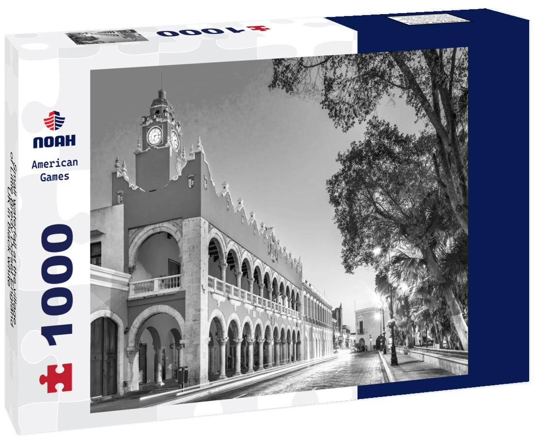 Noah Jigsaw Puzzle Small waterfall at the village of Little Bredy Dorset England UK in black white 1000 pieces