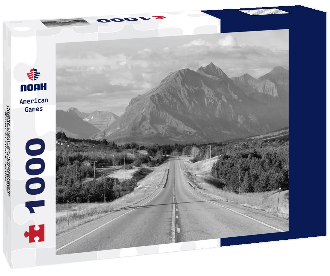 Noah Jigsaw Puzzle Night view of Amsterdam, Netherlands with Amstel River in black white 1000 pieces