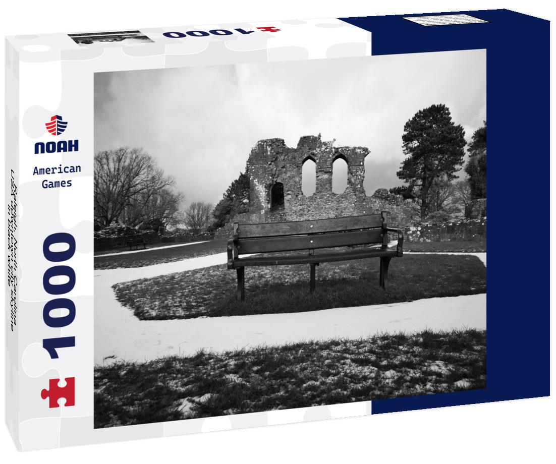 Noah Jigsaw Puzzle Raleigh, North Carolina, USA downtown city skyline in black white 1000 pieces