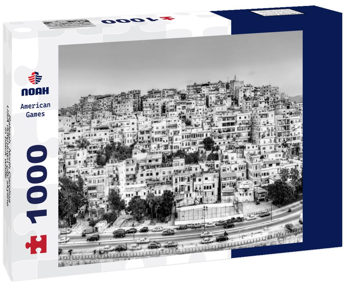 Noah Jigsaw Puzzle Raleigh, North Carolina, USA downtown city skyline in black white 1000 pieces