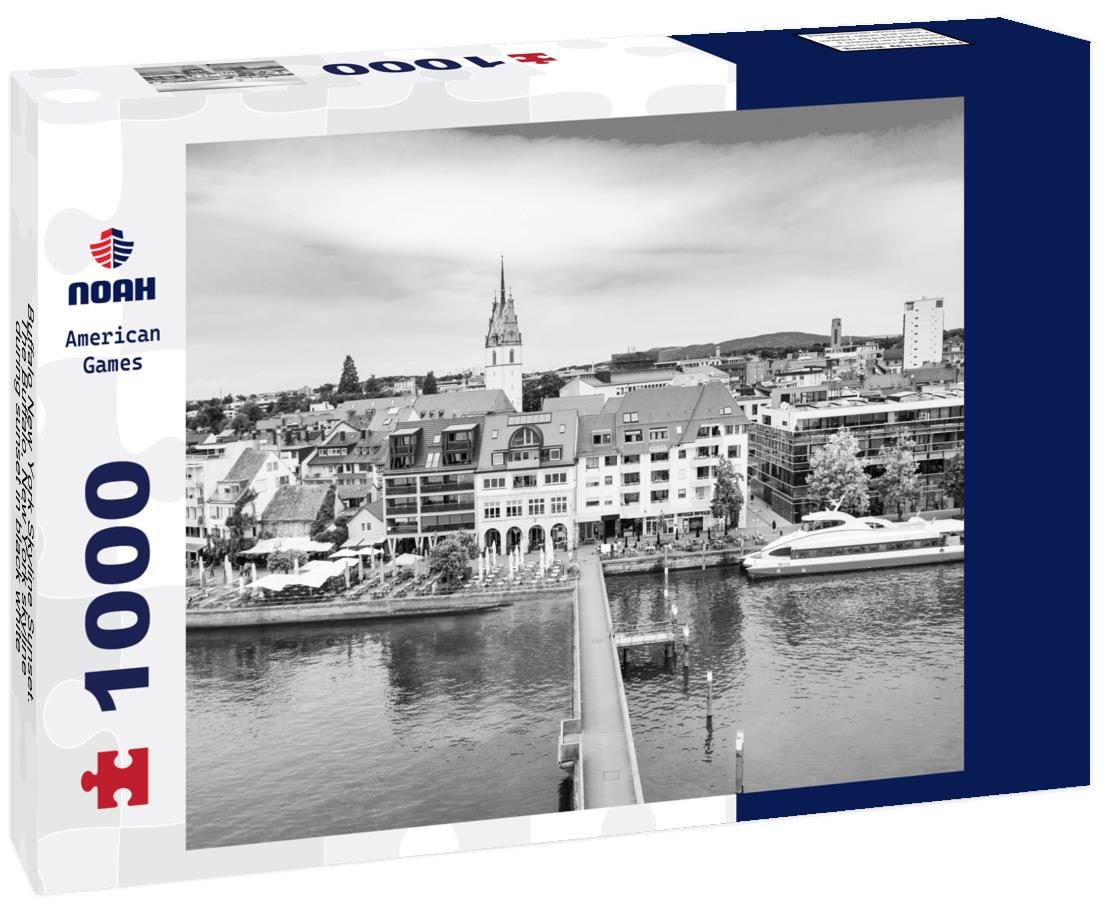 Noah Jigsaw Puzzle Buffalo New York Skyline Sunset. The Buffalo, New York skyline during sunset in black white 1000 pieces