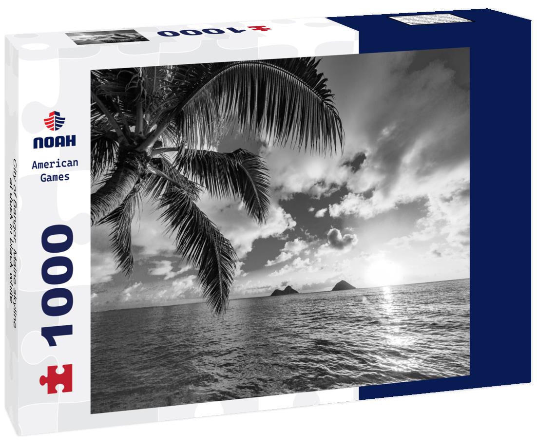 Noah Jigsaw Puzzle City of Bangor, Maine skyline at dusk in black white 1000 pieces