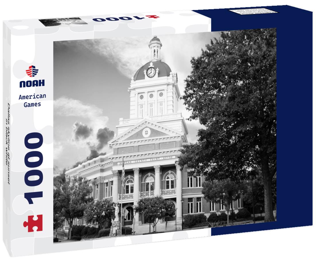 Noah Jigsaw Puzzle Dallas skyline at sunset in black white 1000 pieces