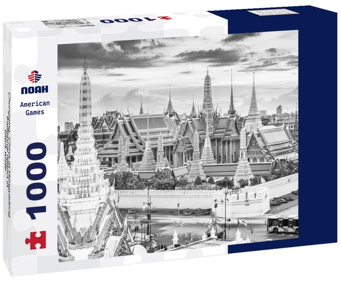 Noah Jigsaw Puzzle Chongqing, China at Hongyadong traditional district in black white 1000 pieces