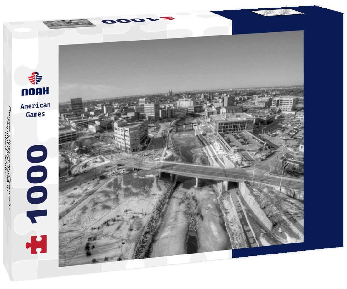 Noah Jigsaw Puzzle Denver cityscape, Colorado Capitol City, USA in black white 1000 pieces