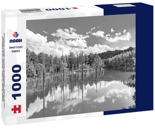 Noah Jigsaw Puzzle Tuscany, rural sunset landscape. Farm in the countryside, cypress trees, green field, sunlight and clouds. Italy in black white 1000 pieces