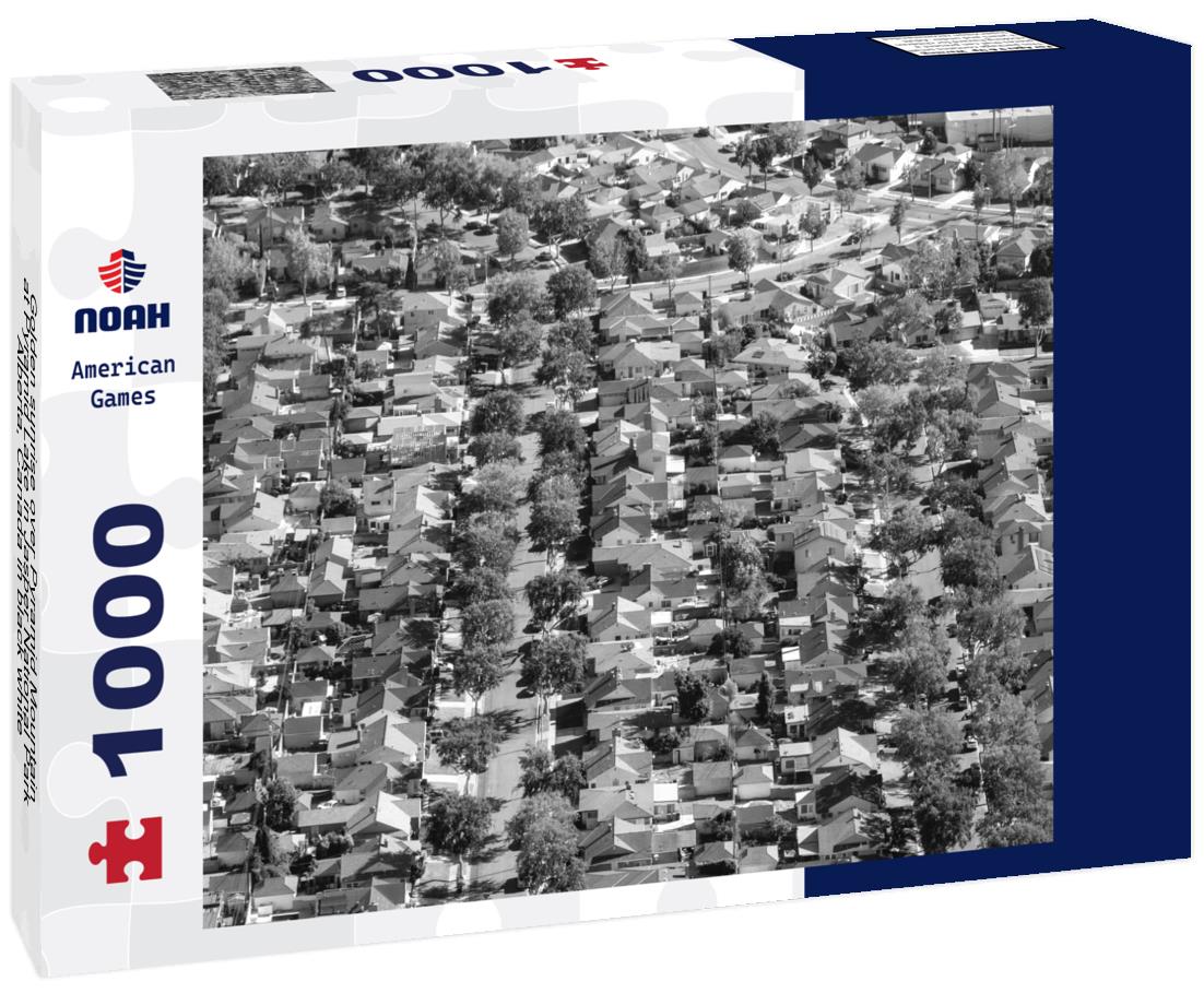 Noah Jigsaw Puzzle Golden sunrise over Pyramid Mountain at Pyramid Lake in Jasper National Park, Alberta, Canada in black white 1000 pieces