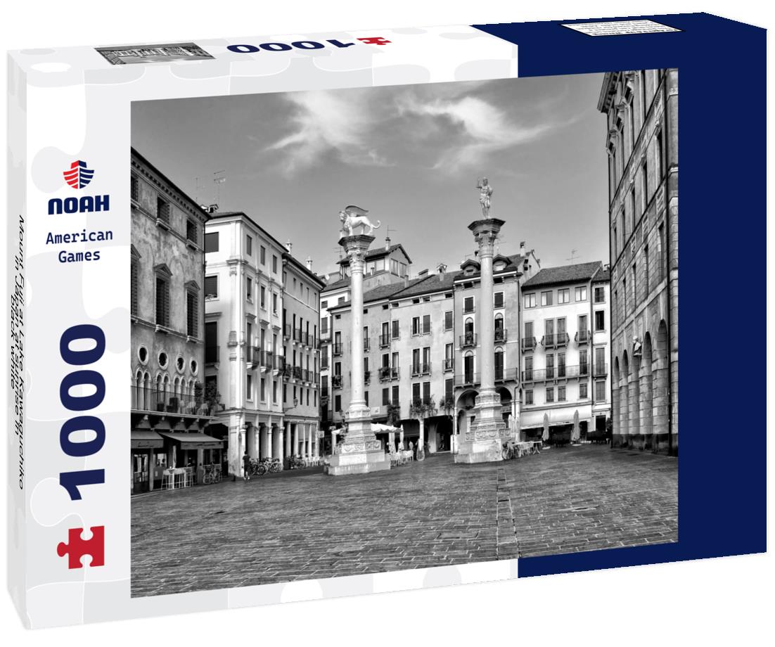 Noah Jigsaw Puzzle Mount Fuji at Lake Kawaguchiko in Japan at sunrise in black white 1000 pieces