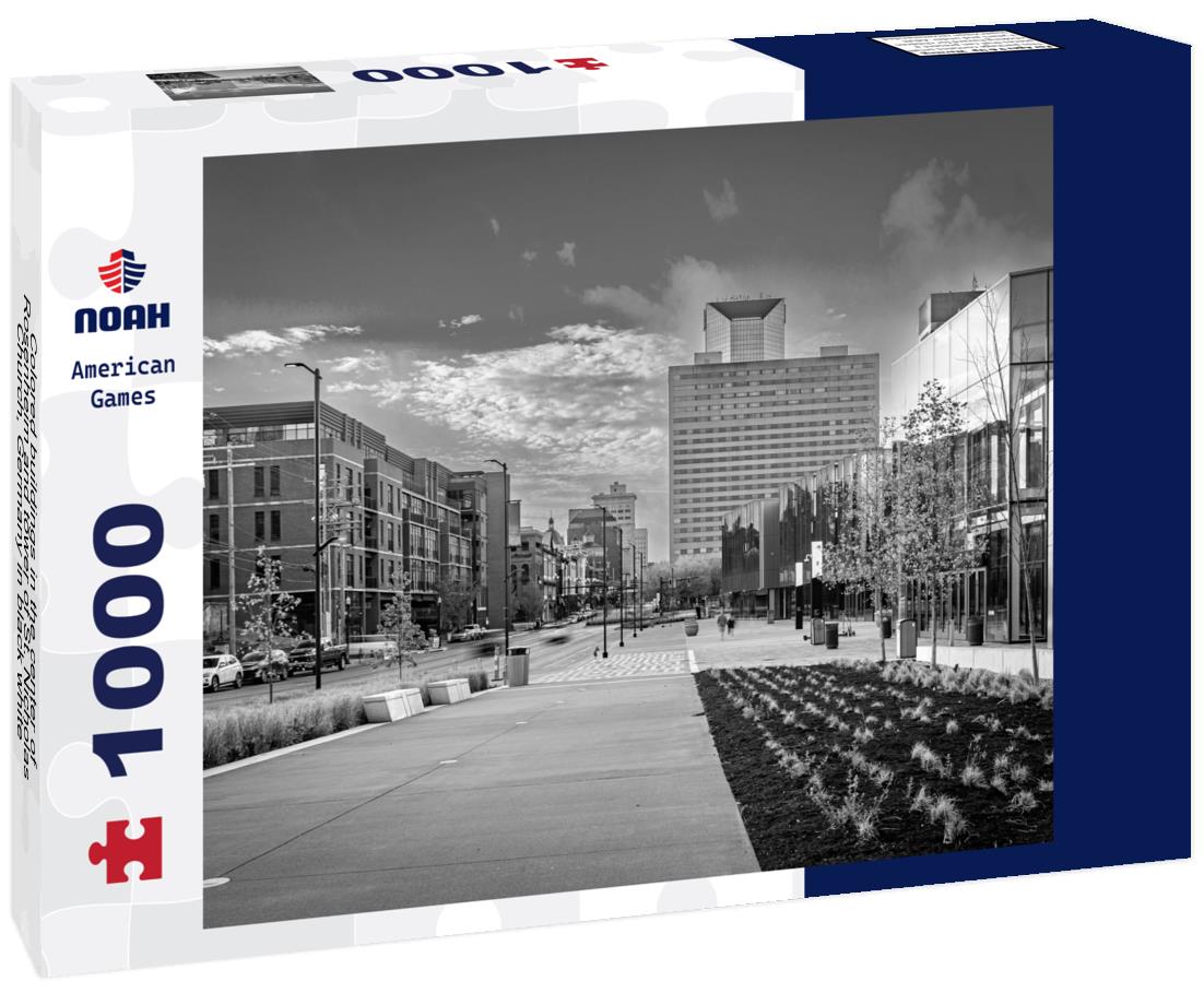 Noah Jigsaw Puzzle Colored buildings in the center of Rosenheim and tower of St. Nicholas Church, Germany in black white 1000 pieces