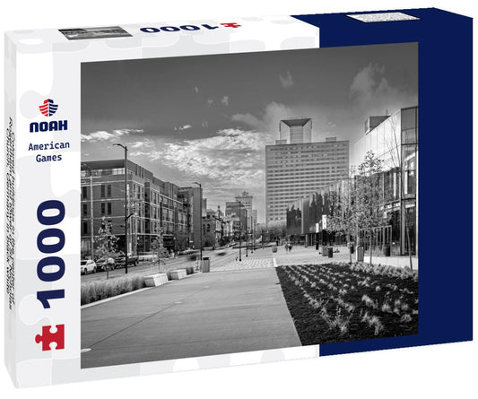 Noah Jigsaw Puzzle Colored buildings in the center of Rosenheim and tower of St. Nicholas Church, Germany in black white 1000 pieces