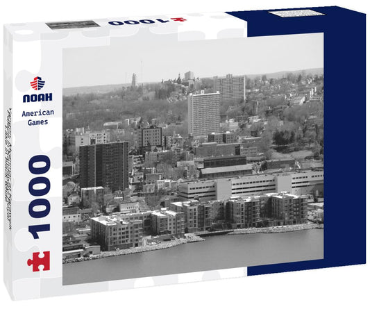 Noah Jigsaw Puzzle Yangon, Myanmar at Karaweik Palace in Kandawgyi Royal Lake in black white 1000 pieces