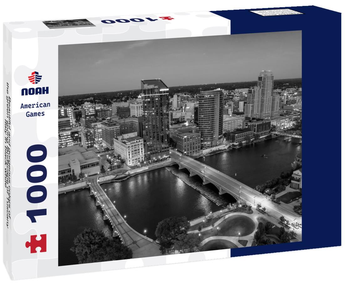 Noah Jigsaw Puzzle Beautiful and gorgeous colors of the green spring landscape of Tuscany, Italy in black white 1000 pieces