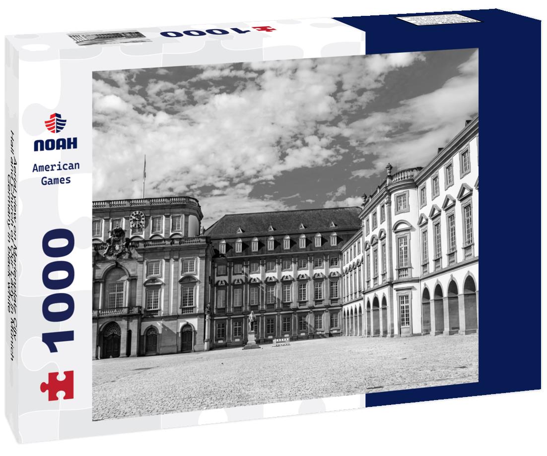 Noah Jigsaw Puzzle Aerial view on Marienplatz City Hall and Church of Our Lady in Munich, Germany in black white 1000 pieces