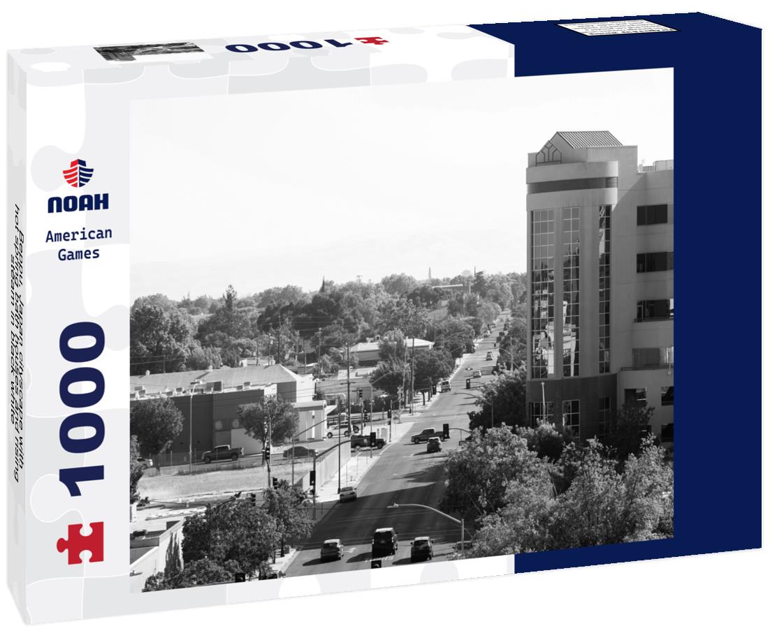 Noah Jigsaw Puzzle Beppu, Japan cityscape with hot spring bath houses and rising steam in black white 1000 pieces