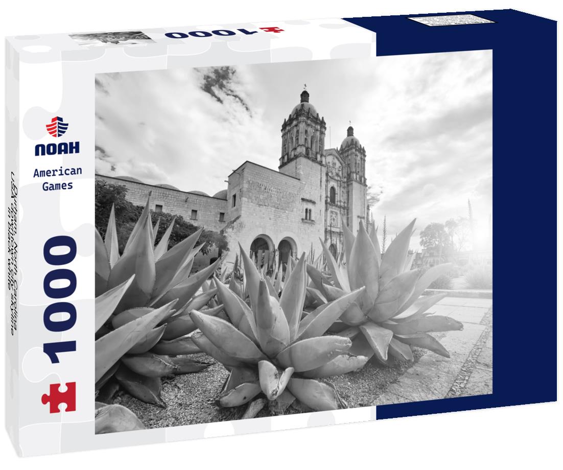 Noah Jigsaw Puzzle Durham, North Carolina, USA downtown city skyline in black white 1000 pieces