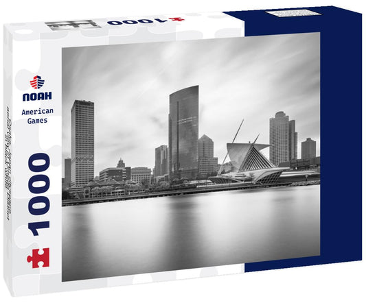 Noah Jigsaw Puzzle Osaka, Japan cityscape aerial view in Umeda District in black white 1000 pieces