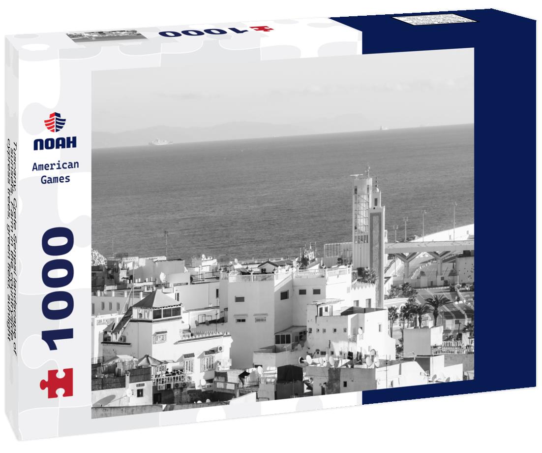 Noah Jigsaw Puzzle Tuscany, Crete Senesi landscape of sunsets. Farm in the countryside, cypress trees, green field, sunlight and cloud. Italy in black white 1000 pieces