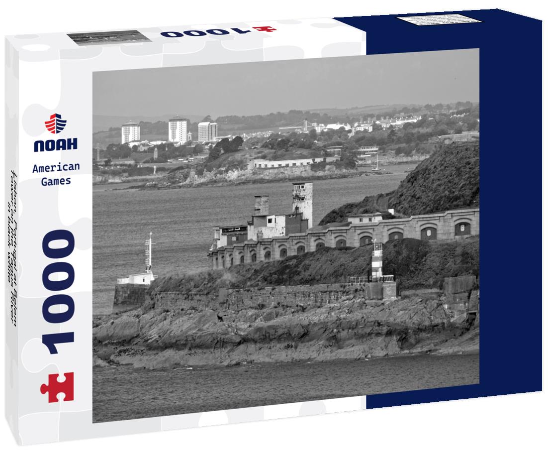 Noah Jigsaw Puzzle Lisbon, Portugal at Belem Tower on the Tagus River in black white 1000 pieces