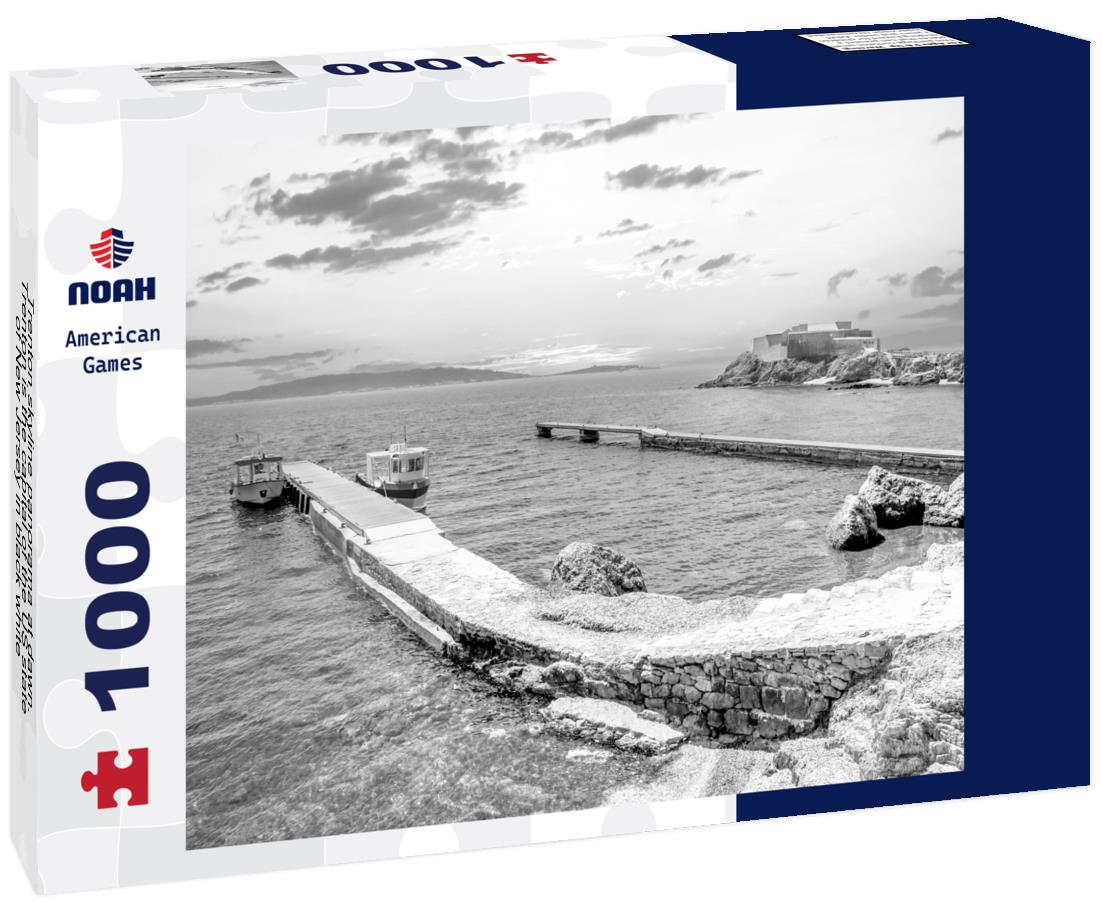 Noah Jigsaw Puzzle Trenton skyline panorama at dawn. Trenton is the capital of the US state of New Jersey in black white 1000 pieces