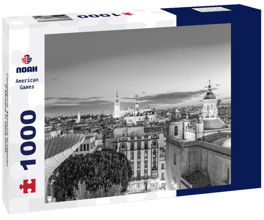 Noah Jigsaw Puzzle Casablanca, Morocco at Hassan II Mosque in black white 1000 pieces