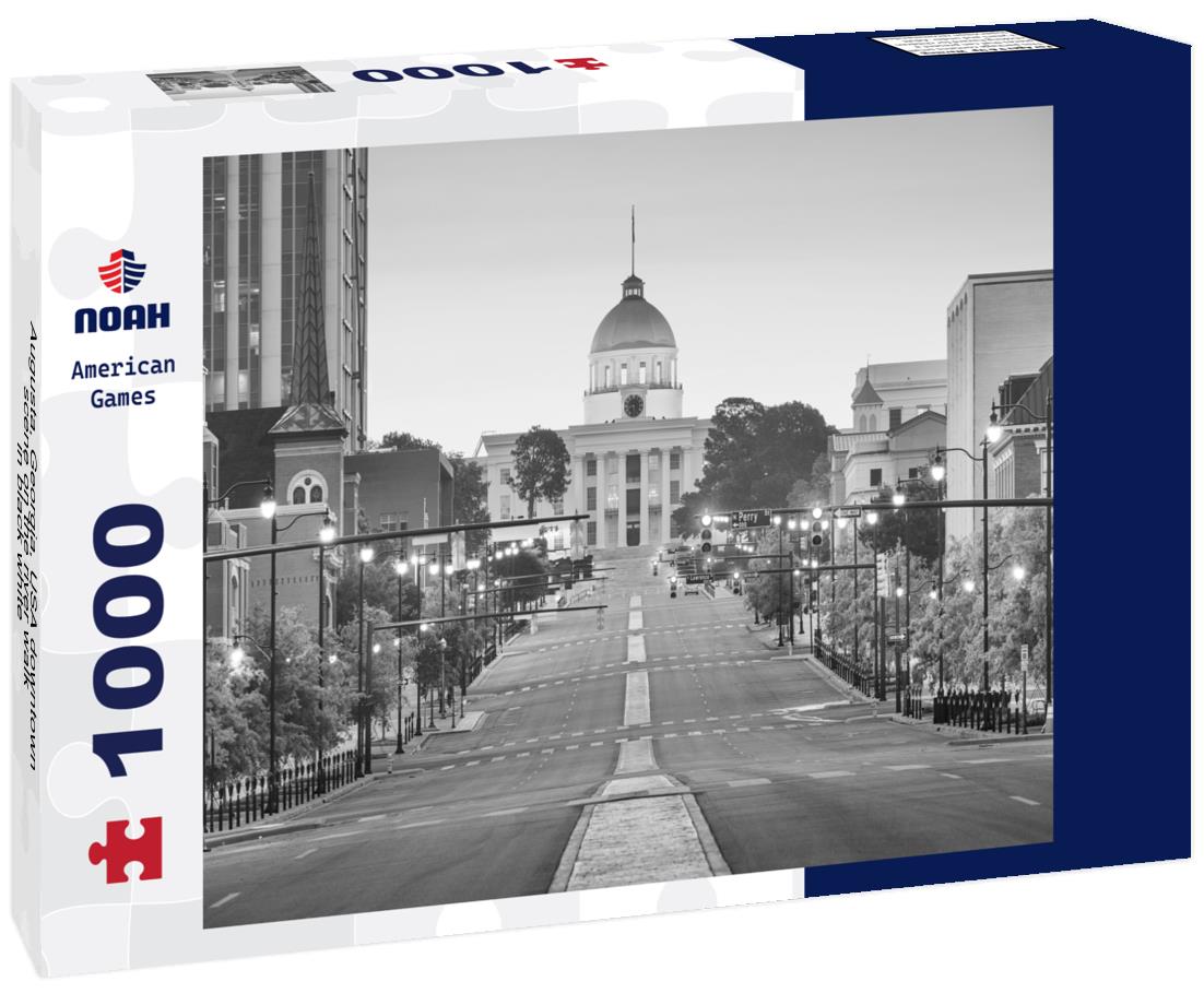 Noah Jigsaw Puzzle Augusta, Georgia, USA downtown scene on the river walk in black white 1000 pieces