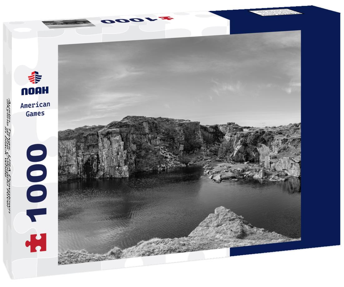Noah Jigsaw Puzzle Austin, Texas, USA Downtown Skyline at the Colorado River in black white 1000 pieces
