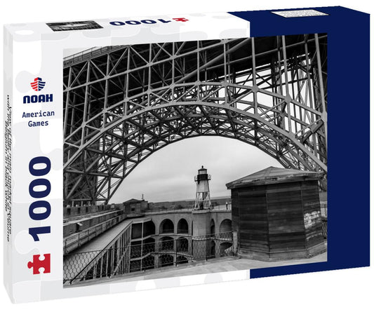 Noah Jigsaw Puzzle View of the main market square with the Belfry and church in Veurne, Belgium in black white 1000 pieces